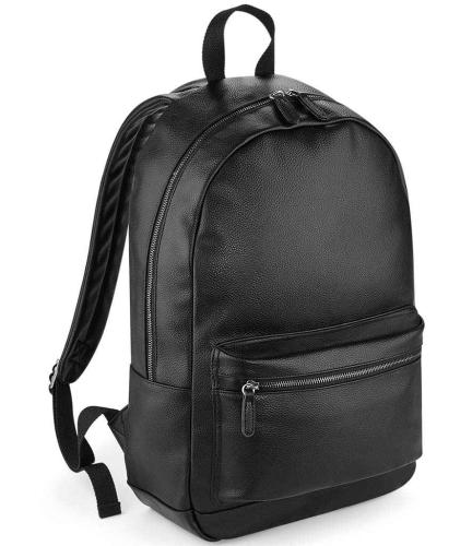 BagBase Faux Leather Backpack - Black - ONE
